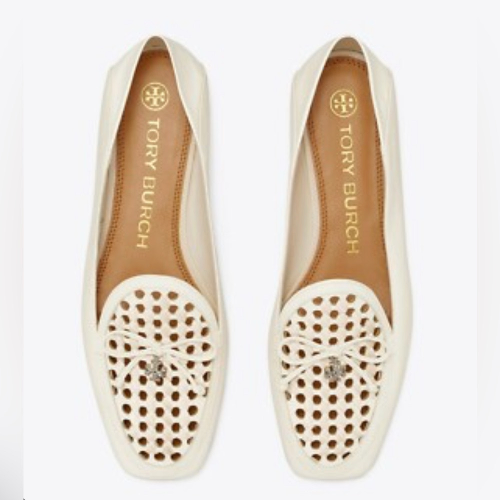 Tory Burch Convertible Tory Charm Loafer Woven Cream Spring Easter Beach Cruise